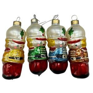 Vintage Glass Nutcracker Soldier Christmas Ornaments Set Of 4 READ